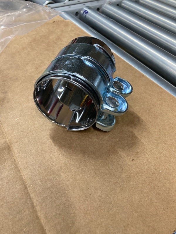 Photo 1 of 2.75 Inch Exhaust Clamp Butt Joint Band Clamp Stainless Steel 2.75" Universal Band Seal Clamp Sleeve Coupler for Pipe Connection
