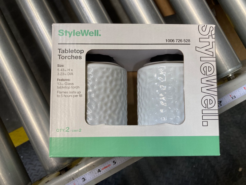 Photo 1 of 2-Pack White Glass Tabletop Torch