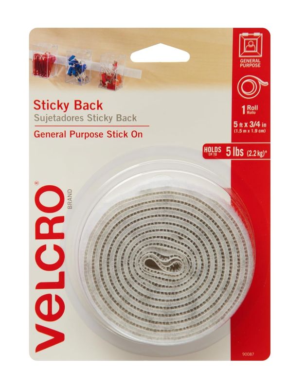 Photo 1 of VELCRO Brand 5 Ft x 3/4 in | White Tape Roll with Adhesive | Cut Strips to Length & Sticky Back Hook and Loop Fasteners | Perfect for Home or Office | 5/8in Coins | Pack of 80 | Black