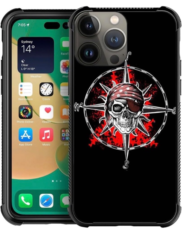 Photo 1 of Compass One Eyed Pirate Pattern iPhone 14 case 