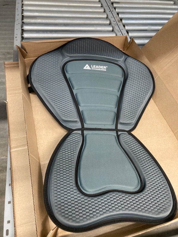 Photo 2 of Leader Accessories Gray/Black piping Deluxe Kayak Seat Boat Seat SUP Seat Canoe Seat(Gray/Black piping)