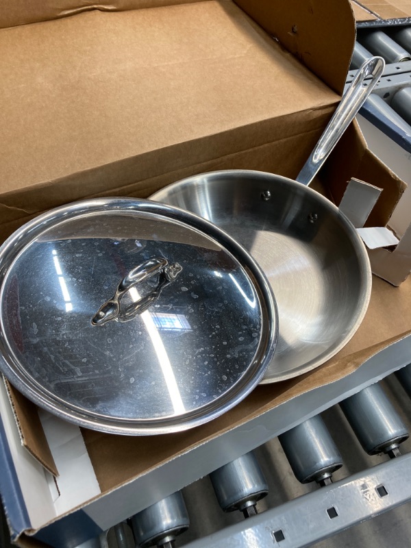 Photo 2 of All-Clad D3 3-Ply Stainless Steel Fry Pan with Lid 10 Inch Induction Oven Broil Safe 600F Pots and Pans, Cookware