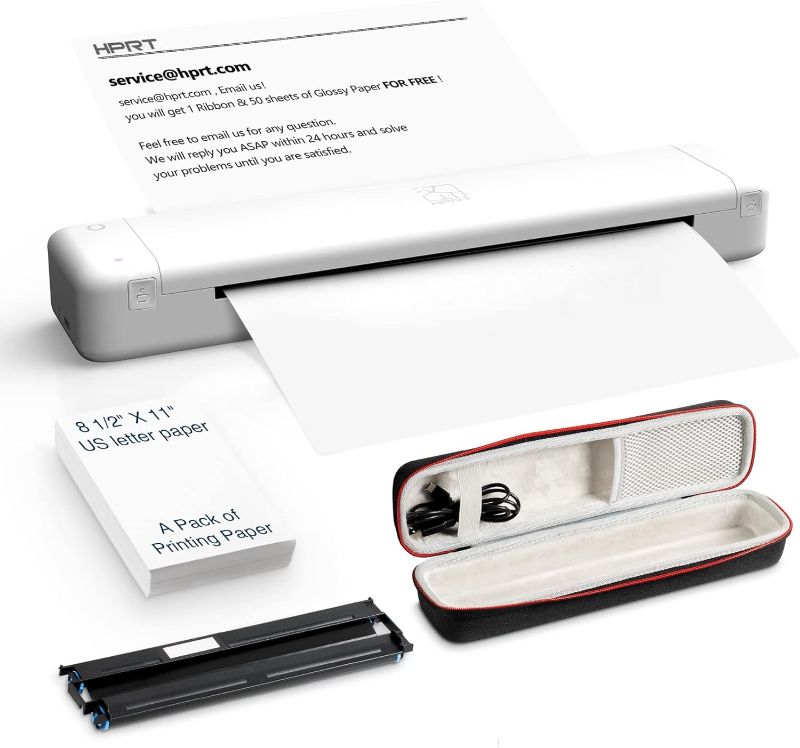 Photo 1 of HPRT MT800 Portable Printer Wireless for Travel Bluetooth Android iPhones Laptops Printing with Case (White)
