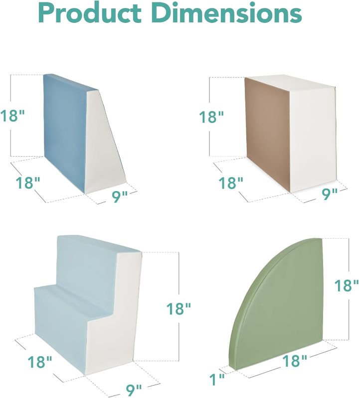 Photo 1 of 4-Piece Kids Climb & Crawl Soft Foam Block Activity Play Structures for Child Development, Color Coordination, Motor Skills