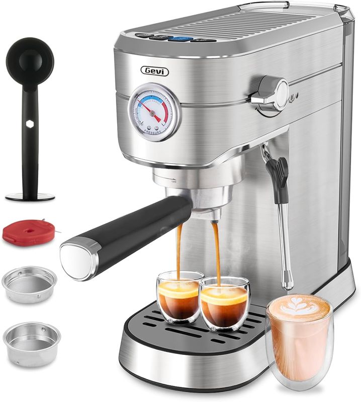 Photo 1 of Gevi Espresso Machine 20 Bar Professional Espresso Maker with Milk Frother Steam Wand, Compact Semi-Automatic Espresso Machines for Cappuccino, Latte, Commercial Espresso Machines & Coffee Makers