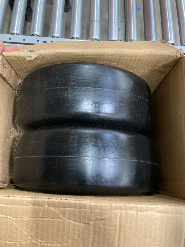 Photo 3 of 2 PCS Upgrade 13x5.00-6" Flat Free Lawn Mower Smooth Tire, Commercial Grade Lawn and Garden Mower Turf Replacement Solid Tire and Wheel with Steel Rim, 3/4" Grease Bushing and 3.25"-5.9" Centered Hub