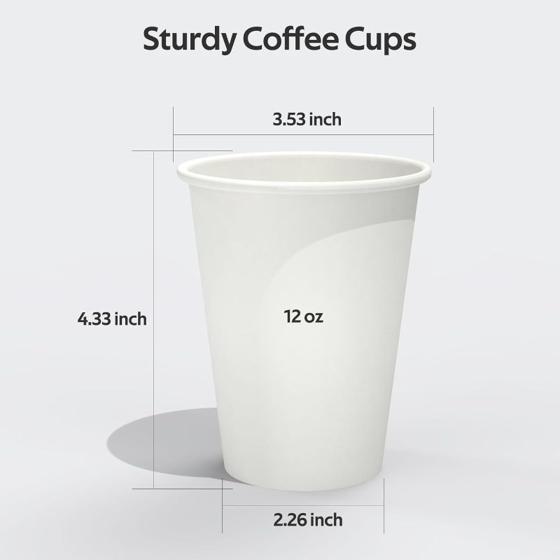 Photo 1 of 200 Count 12 oz Coffee Cups, Leak-Free Food Safe Paper Cups 12 oz, Disposable Coffee Cups, Hot Paper Coffee Cups 12oz, Black Paper Cups for Cold and Hot Drinks