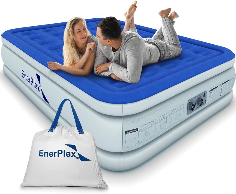 Photo 1 of EnerPlex Air Mattress with Built-in Pump - Double Height Inflatable Mattress for Camping, Home & Portable Travel - Durable Blow Up Bed with Dual Pump - Easy to Inflate/Quick Set UP