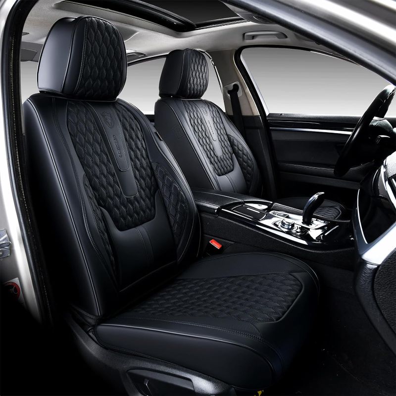 Photo 1 of Coverado Car Seat Covers Front Seats, Car Seat Cover, Leather Seat Covers for Car, Automotive Seat Covers Protector with Lumbar Support Universal Fit for Most Sedans SUV Pick-up Truck(Black)