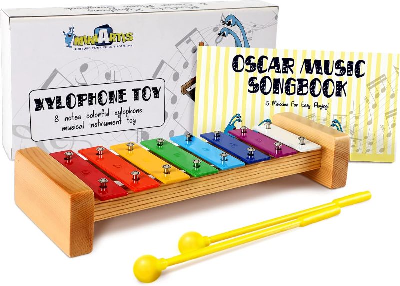 Photo 1 of Xylophone for Kids and Toddlers | 8 Notes Colorful Wooden Xylophone | Music Songbook & Child Safe Mallets | Educational Musical Toys | Great Birthday Gift for Children