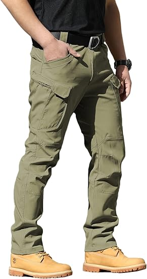 Photo 1 of Men's Tactical Pants Water Resistant Flex Ripstop Cargo Pants Lightweight Hiking Pants with Multi Pockets