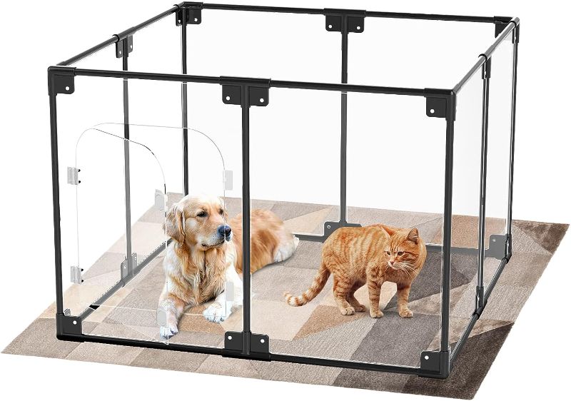 Photo 1 of Dog Playpen Pet Pen x pens for Dogs Crate Cage Kennel Dog Fence Clear Dog playpen for Small, Medium Dogs Puppy and Rabbit & Indoor (S, Black)