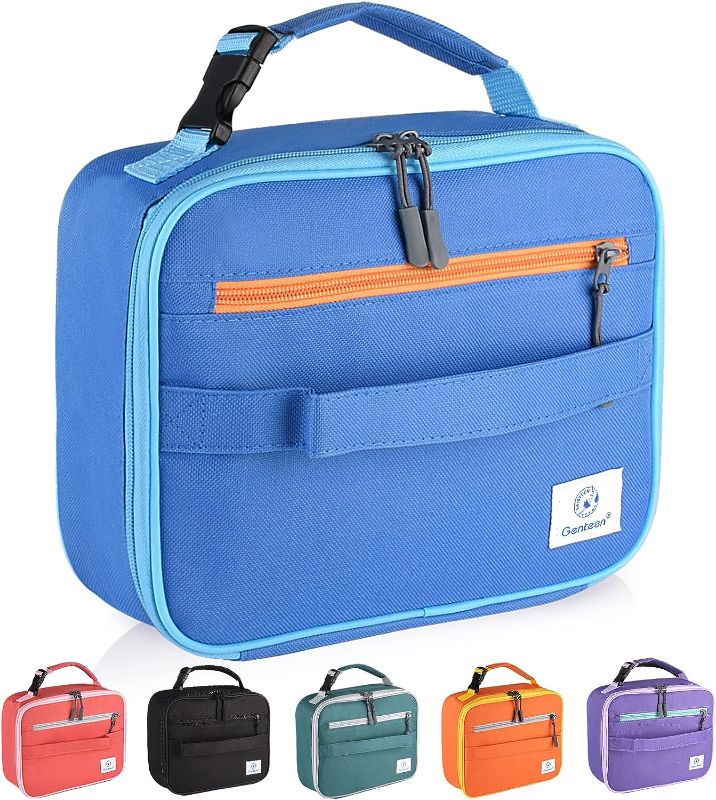 Photo 1 of Genteen Insulated Lunch Bag, Lunch Box Kids Double Zipper Kids Lunch Bag,Sturdy Soft Bag & Freezable Lunch Bag - Boys Mens Lunch Bag Reusable Lunch Bag for School,Work,Outdoor (Blue)