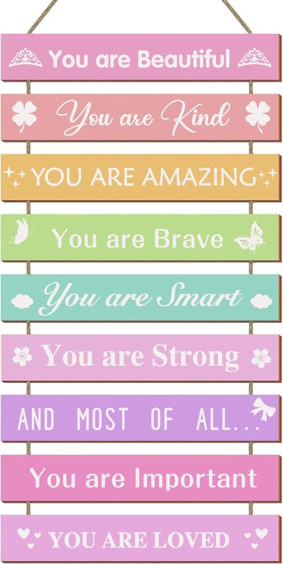 Photo 1 of Girls Room Wall Decor, Set of 9 Pieces Wall Decor for Girls Bedroom Teen Girl, Inspirational Wall Art Hanging Plaque for Kids Baby Girl Nursery Wall Decortaions