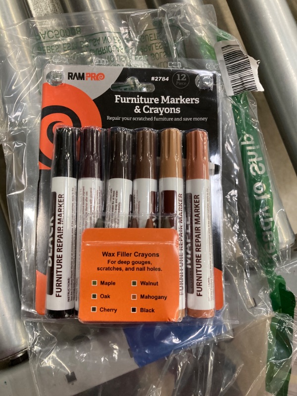 Photo 2 of RamPro Furniture Markers Touch up, 12 Piece Furniture and Wood Floor Markers and Crayons Repair Kit - 6 Felt Tip Wood Markers, 6 Wax Crayons in Black, Maple, Oak, Cherry, Walnut and Mahogany Set of 12