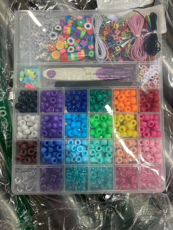 Photo 2 of Pony Beads Bracelet Making Kit 108 Colors Beads for Friendship Bracelet Kit, 3600pcs Kandi Beads with Letter Beads and Elastic Strings for Jewelry Making DIY Arts and Crafts