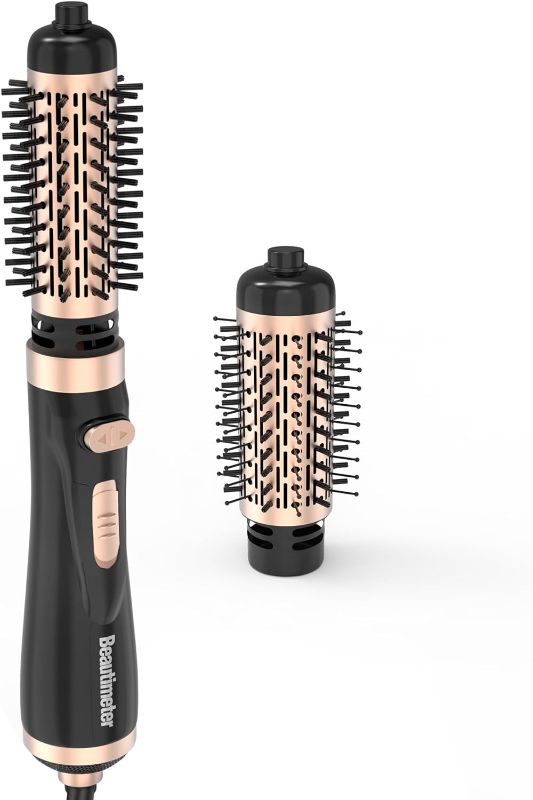 Photo 1 of Beautimeter Hair Dryer Brush, 3-in-1 Round Hot Air Spin Brush Kit for Styling and Frizz Control, Negative Ionic Blow Volumizer, 2 Detachable Auto-Rotating Curling Brush, Black & Gold