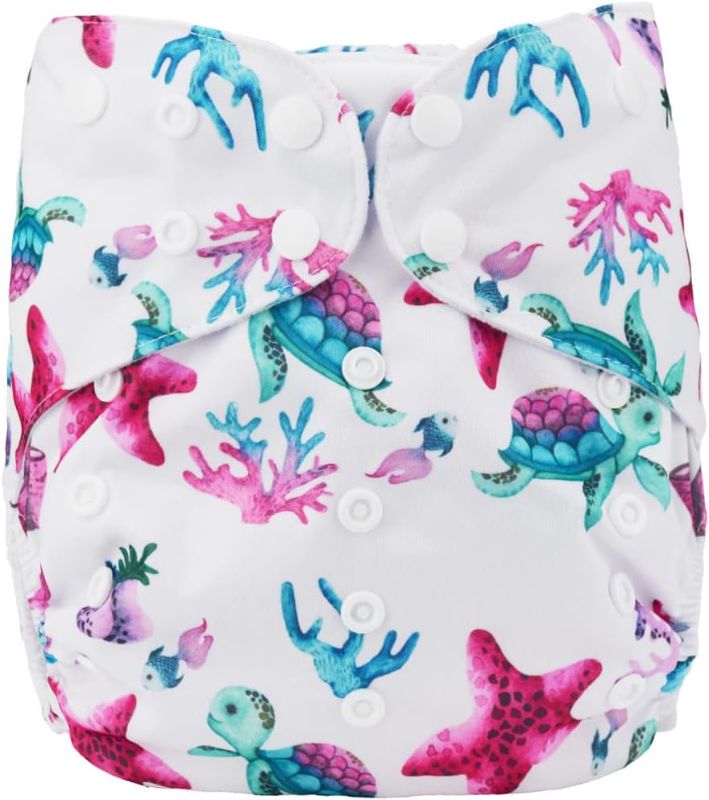 Photo 1 of 2 to 7 Years Old Cloth Diaper Nappy Pocket Reusable Washable Junior Big Baby Kids Toddler (Starfishes Turtles)