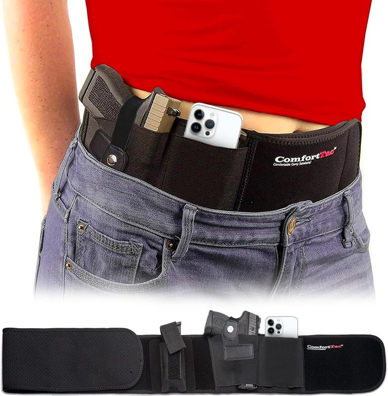 Photo 1 of Belly Band Holster for Men and Women - Gun Holster by ComfortTac, Fits Smith and Wesson, Shield, Glock 19, 17, 42, 43, P238, Ruger LCP, and Similar Guns for Most Pistols and Revolvers
