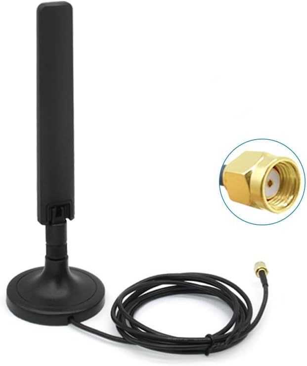 Photo 1 of 10dbi 2X High Gain Dual Band MIMO Wi-Fi 6E Omni Directional 802.11ax RP-SMA Male Antenna with Strong Magnetic Base for PC Desktop Computer PCI PCIe WiFi Card Wireless WiFi 6E Network Router