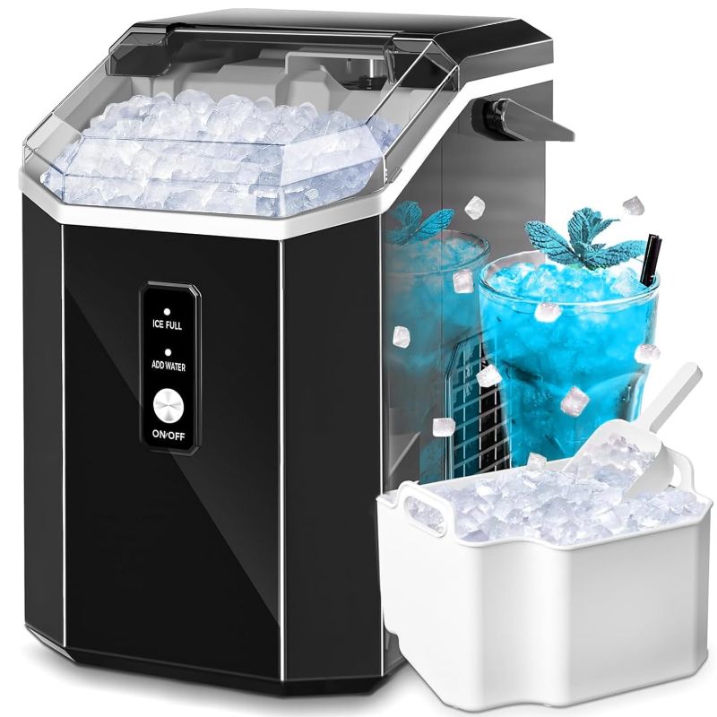 Photo 1 of AGLUCKY Nugget Ice Maker Countertop, Portable Pebble Ice Maker Machine with Handle, 35lbs/24H, One-Click Operation,Pellet Ice Maker for Home/Kitchen/Office(Black)