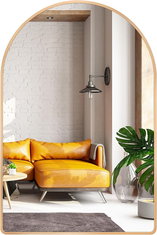 Photo 1 of 20x28 inch Gold Arched Mirror for Bathroom Vanity Mirror or Wall Decor Arch Mirror Brushed Metal Frame Wall Mounted Mirror for Bathroom LivingRoom Bedroom Entryway