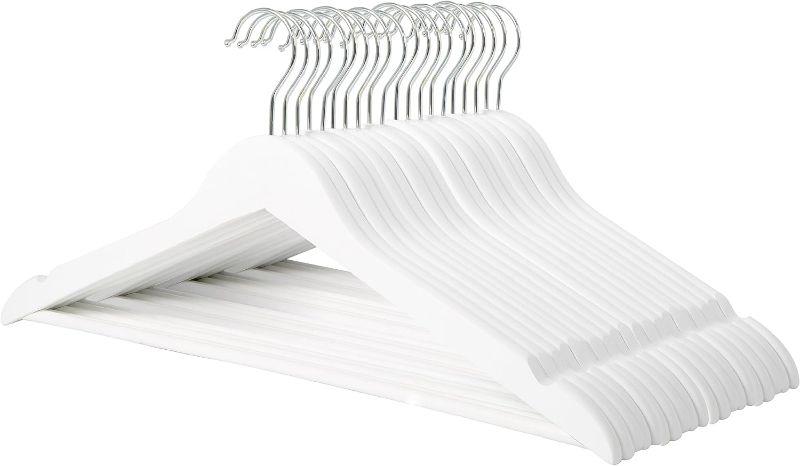 Photo 1 of Amazon Basics Wood Suit Clothes Hangers - White, 20-Pack