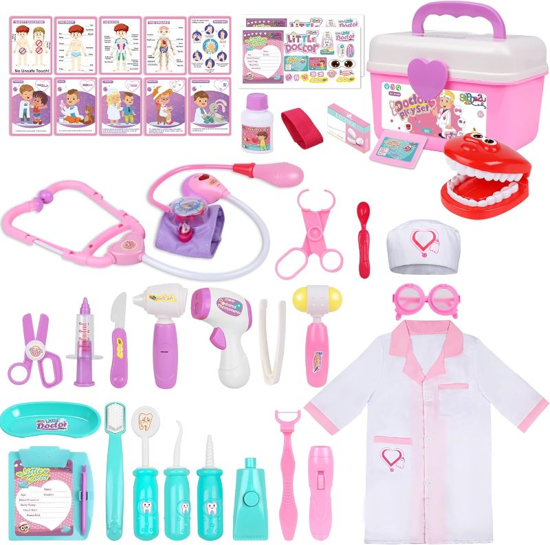 Photo 1 of Gifts2U Doctor Kit for Toddlers 3-5, Medical Pretend Play Toys with Gift Case, 42 Piece Dentist Playset Kit for Kids (Pink)