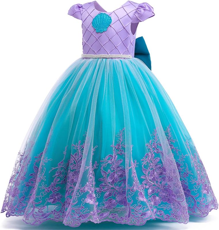 Photo 1 of Girls Mermaid Princess Dress Kids Mermaid Costume Dress up for Ariel 5-6Years