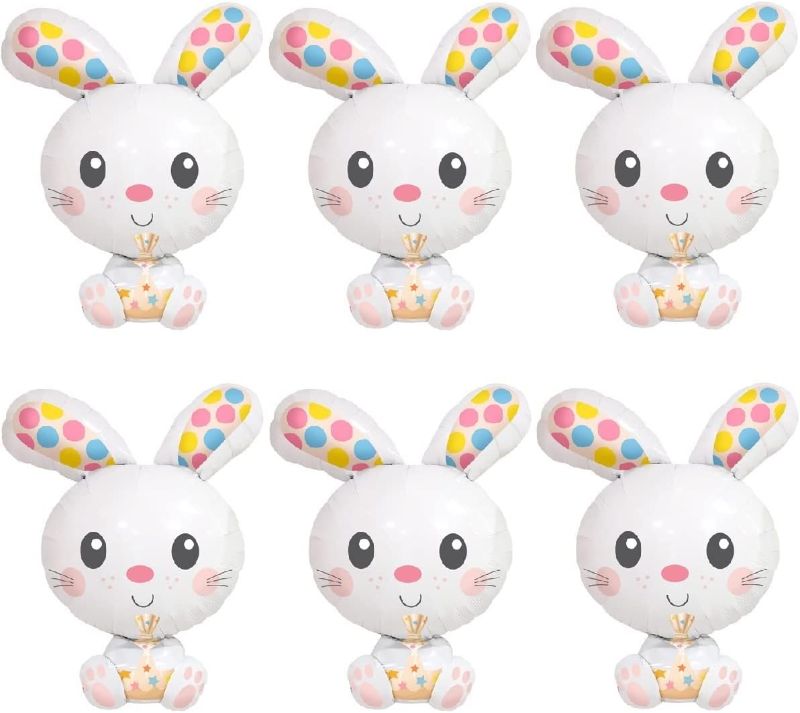 Photo 1 of 6Pcs Jumbo Spotted Bunny Easter Balloons - 28.7" Happy Easter Bunnies Mylar Party Balloon Decoration - Easter Animal Bunny Rabbit Jungle Farm Theme Party Birthday Baby Shower Balloons