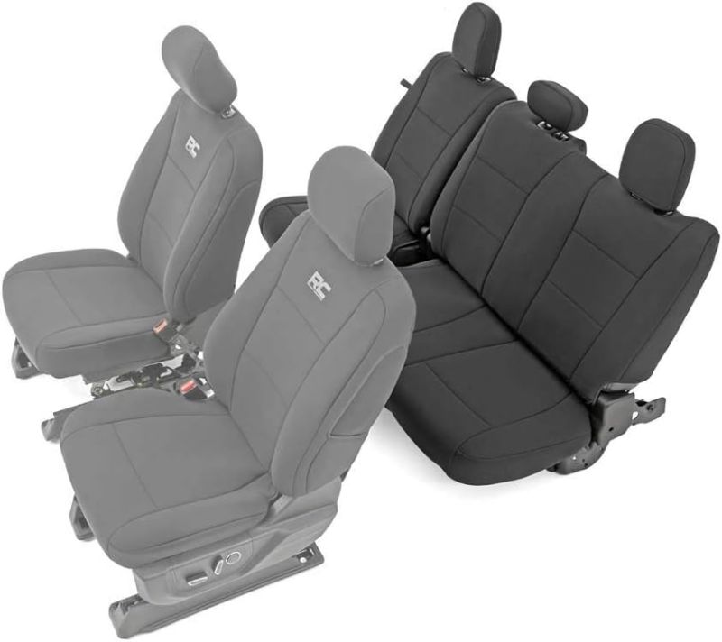 Photo 1 of Rough Country Rear Neoprene Seat Covers for 15-22 F-150 | 17-22 F-250-91017 Black