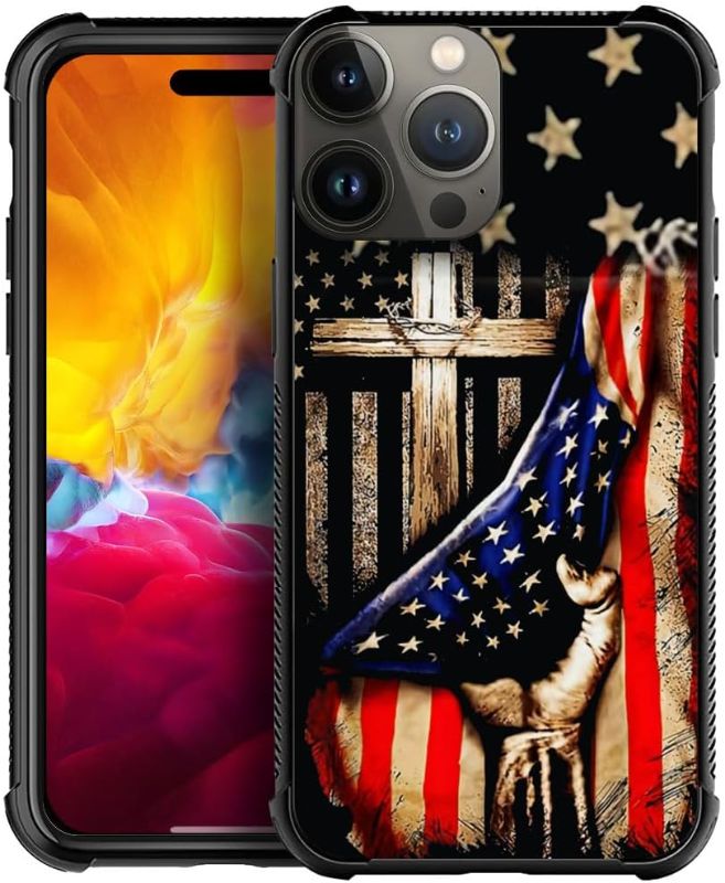 Photo 1 of DAIZAG Case Compatible with iPhone 15 Pro Max, Wooden Cross Power American Flag case for iPhone 15 Pro Max Cases for Man Woman, All-Round Protection Shockproof Anti-Scratches TPU Case Cover
