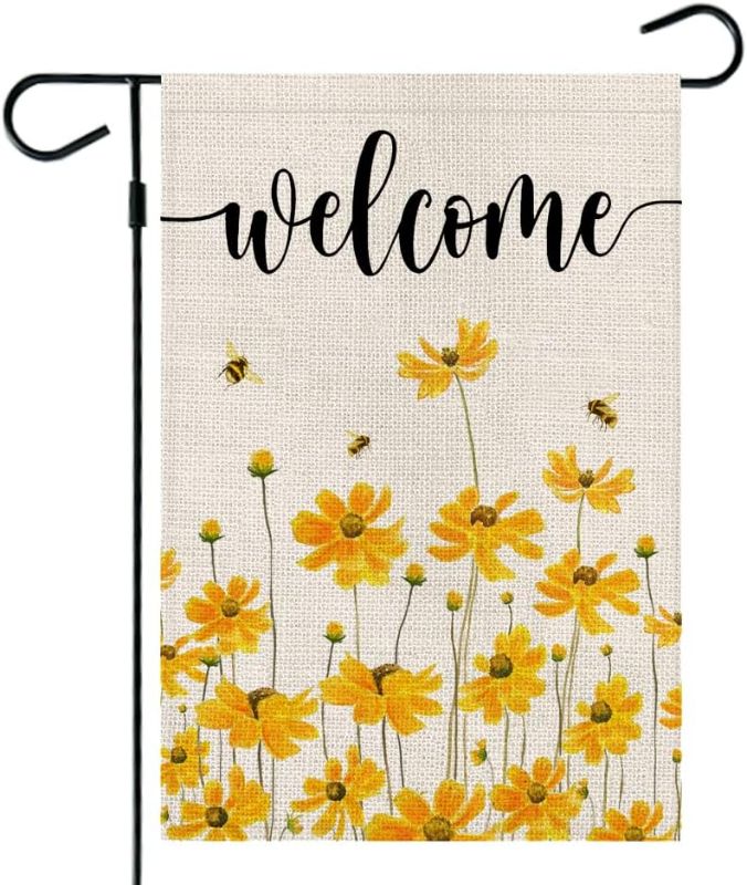 Photo 1 of ***NO FLAG POLE INCLUDED*** CROWNED BEAUTY Spring Summer Wildflower Garden Flag Floral 12×18 Inch Double Sided for Outside Small Burlap Welcome Seasonal Yard Flag
