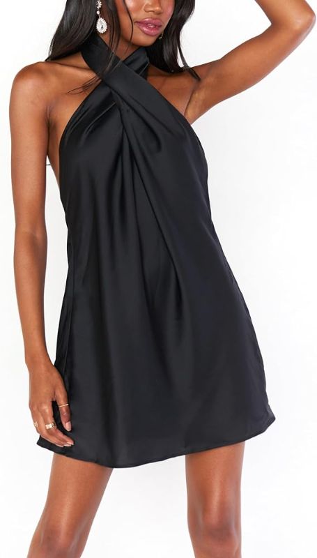 Photo 1 of Satin Halter Dress Small Black