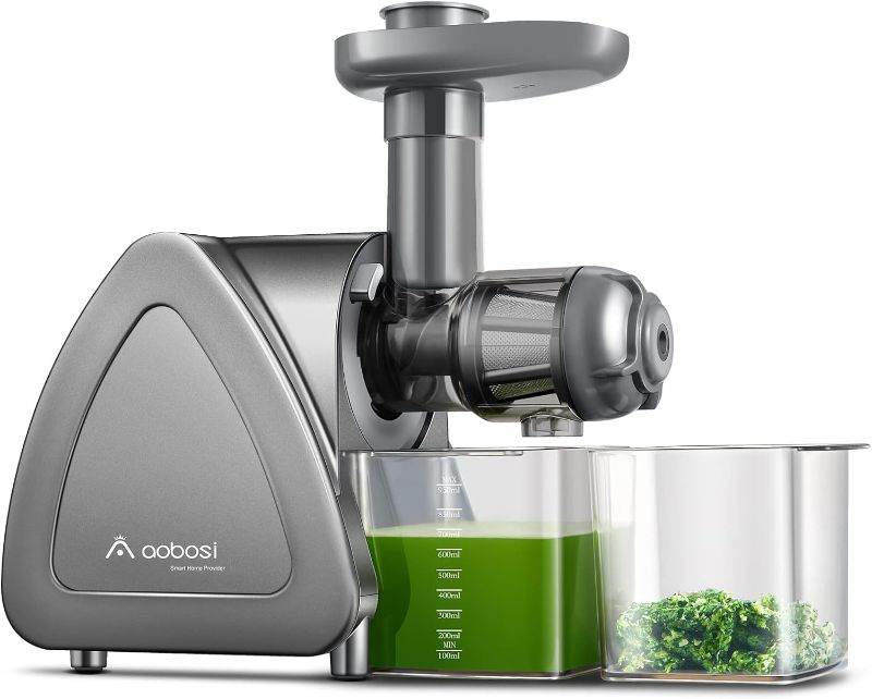 Photo 1 of Cold Press Juicer, Aobosi Slow Masticating Juicer Machines with Reverse Function, Quiet Motor, High Juice Yield with Juice Jug & Brush for Cleaning, Gray
