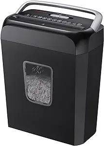 Photo 1 of Bonsaii Paper Shredder • for Home Use • 6-Sheet Crosscut Paper and Credit Card Shredder • for Home Office • with Handle • for Document,Mail,Staple,Clip-3.4 Gal Wastebasket • C237-B