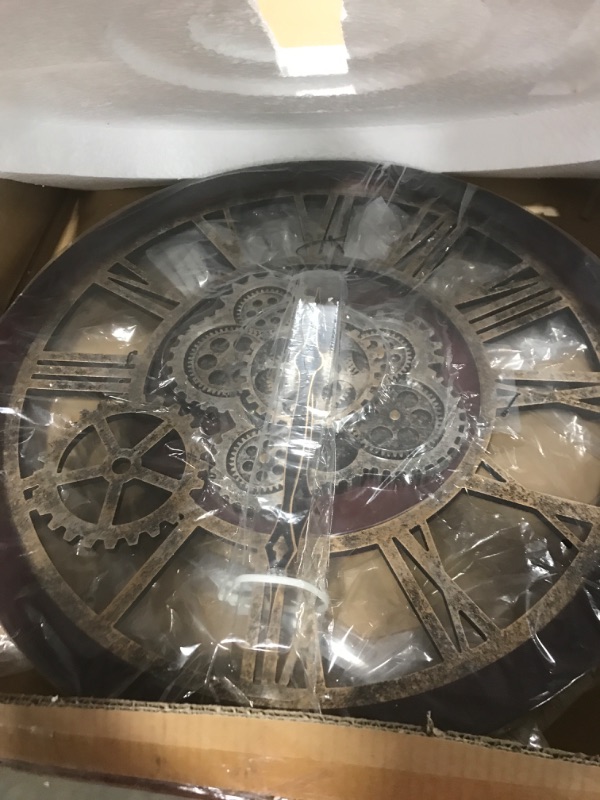 Photo 1 of HOIBAI Clocks for Living Room Decor, Wall Clock for Living Room Decor, Large Wall Clock 24 in (60cm) Clocks Wall Decor, Moving Gear Wall Clock, Farmhouse Vintage Industrial Oversized Wall Clock Cherry Red 24 Inch/ 60 CM