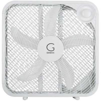 Photo 1 of 20 in. Box Fan 3-Settings Silent Cooling Technology Carry Handle 20 in. White
