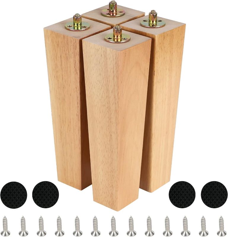 Photo 1 of 10 Inch Wood Furniture Legs, Wooden Couch Sofa Leg Feet Set of 4, Mid-Century Modern Natural Square Replacement Legs for Sectional Nightstand Armchair Recliner Table Dresser Sideboard