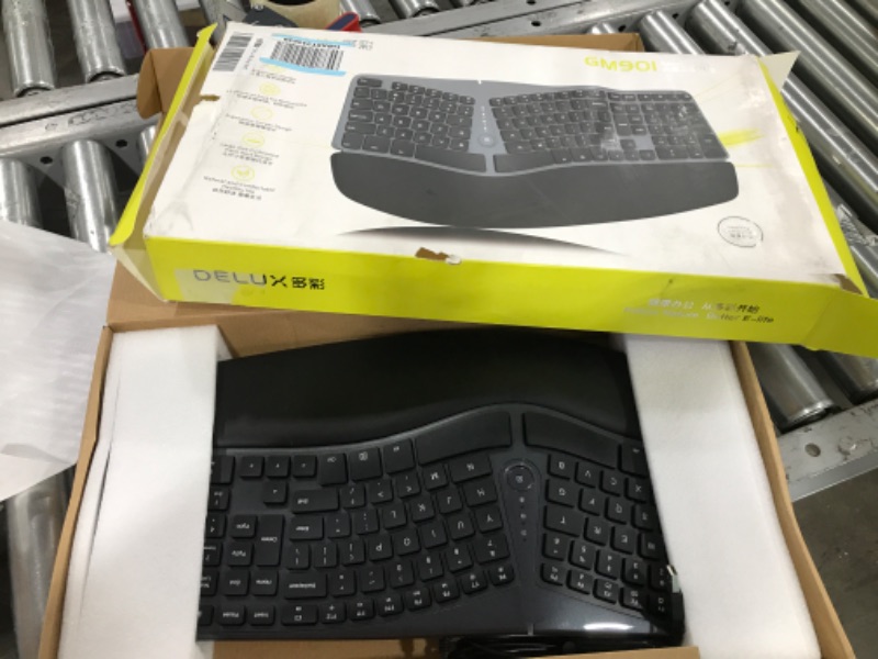 Photo 2 of DeLUX Wireless Ergonomic Keyboard with Cushioned Palm Rest Against Carpal Tunnel, Ergo Split, Multi-Device Connection, Compatible with Windows, Mac OS (GM901D-Black)
