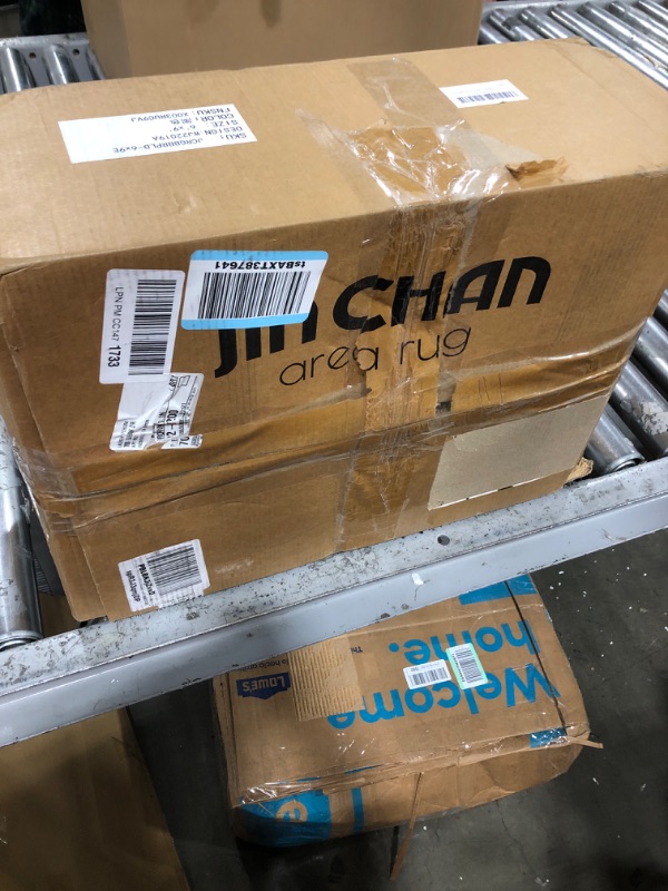 Photo 1 of jinchan Area Rug 6x9 Modern Washable Rug Abstract Rug Geometric Grid Non Slip Accent Rug Thin Rug Outdoor Floor Cover Black Lines Contemporary Soft Rug Carpet Kitchen Living Room Bedroom Dining Room 6'x9' Geo Black