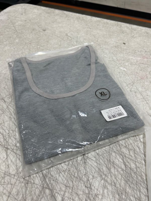 Photo 2 of Dokotoo Womens 2023 Summer Basic Scoop Neck Waffle Knit Sleeveless Shirts Workout Tank Tops X-Large Gray 2