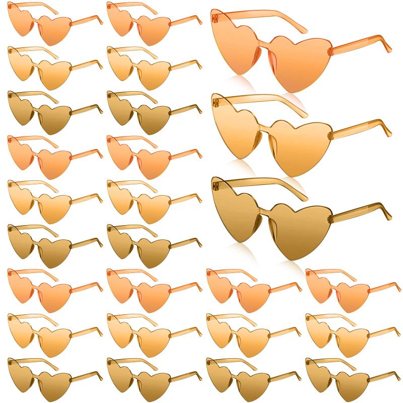 Photo 1 of Chicpop 24Pairs Heart Sunglasses for Women Colored Heart Shaped Sunglasses Rimless Fun Heart Glasses for Adult Party Favors Color2