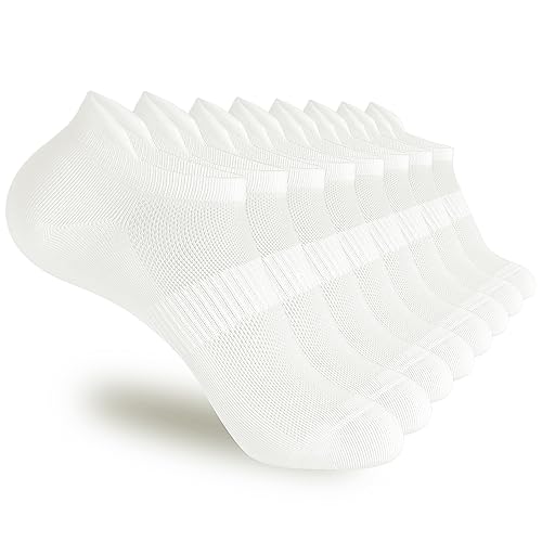 Photo 1 of Corlap 8Pairs Ankle Athletic Running Socks White Soft Thin Low Cut Socks Tab Socks for Men and Women - small 