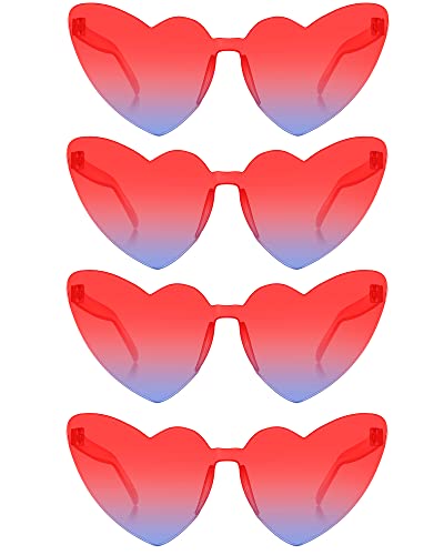 Photo 1 of JDHXBMW Heart Sunglasses for Women Valentine Sunglasses Bulk Eyewear Accessories Heart Shaped Sunglasses for Party Favor 4 Red-blue