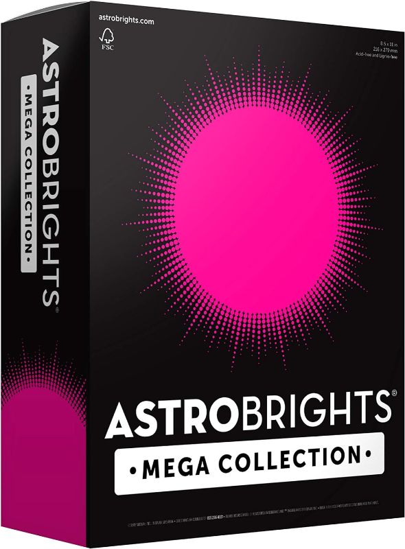 Photo 1 of Astrobrights Mega Collection, Colored Paper, Bright Pink, 625 Sheets, 24 lb/89 gsm, 8.5" x 11" - MORE SHEETS! (91674)
