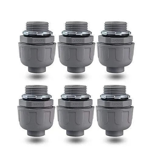 Photo 1 of 3/4 NPT Nonmetallic Liquid-Tight 180-Degree Electrical Conduit Connector Fitting,,UL Listed, (6 Pack) (3/4 NPT 180D)