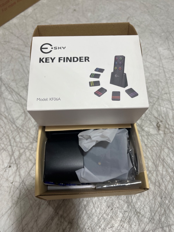 Photo 2 of Key Finder, Esky 80dB RF Item Locator with 100ft Working Range, Wireless Wallet Tracker with 1 Transmitter and 6 Receivers for Finding Key, Remote, Pet and Wallet, Batteries Included-Black