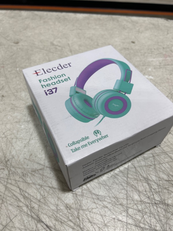 Photo 2 of Elecder i37 Kids Headphones Children Girls Boys Teens Foldable Adjustable On Ear Headphones 3.5mm Jack Compatible Cellphones Computer MP3/4 Kindle School Tablet Green/Purple