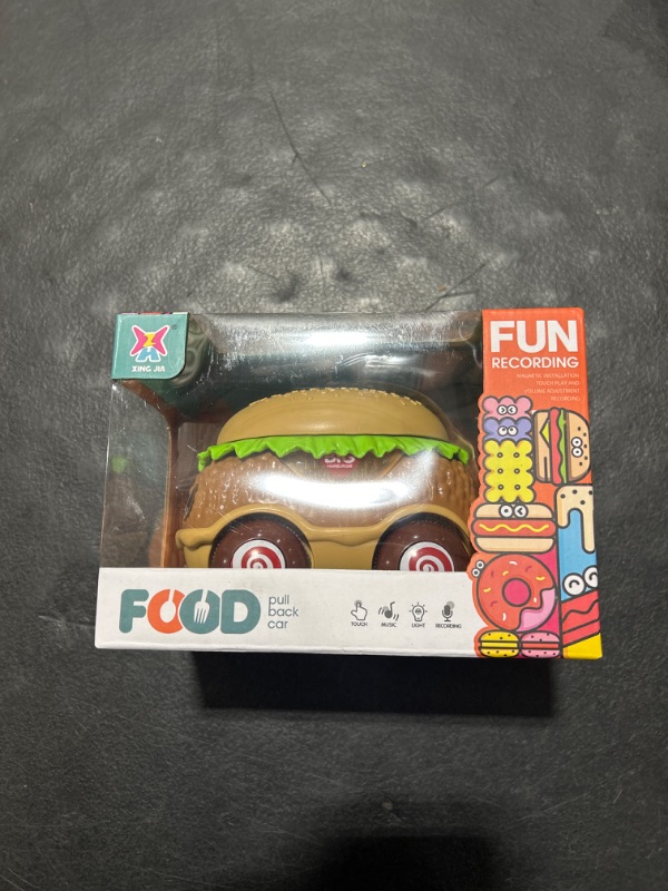 Photo 2 of Aodoll Baby Car Toys, Kids Toys for 3 4 5 6 7 Years Old, Pull Back Vehicles Toys, Boys & Girls Birthday Gift, LED Lights & Music, Cute Hamburger Shape